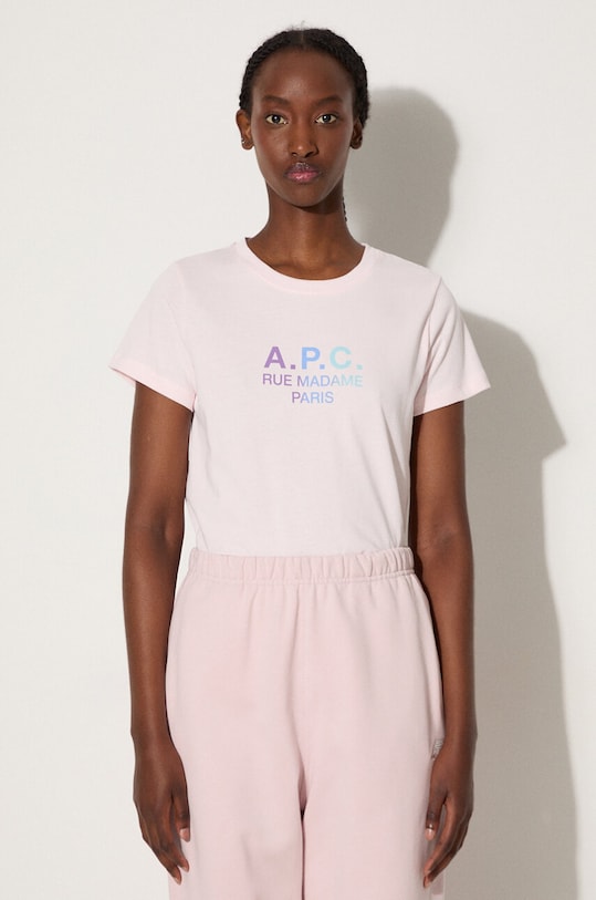 A.P.C. t-shirt bawełniany Jenny nadruk różowy COEAV.F26091