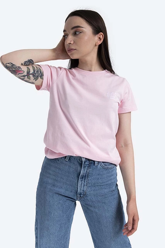 A.P.C. t-shirt bawełniany Denise nadruk różowy COEAV.F26842