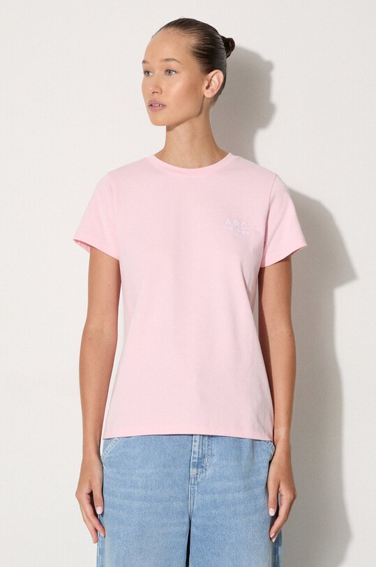 A.P.C. t-shirt bawełniany Denise nadruk różowy COEAV.F26842