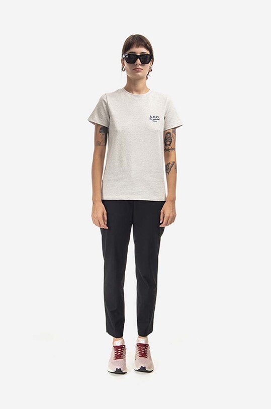 Хлопковая футболка A.P.C. Denise COEZC.F26842 серый AA00