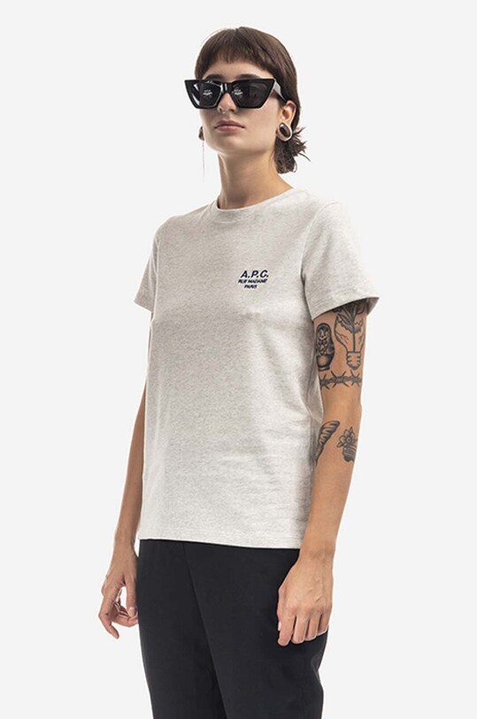 A.P.C. t-shirt bawełniany Denise szary COEZC.F26842