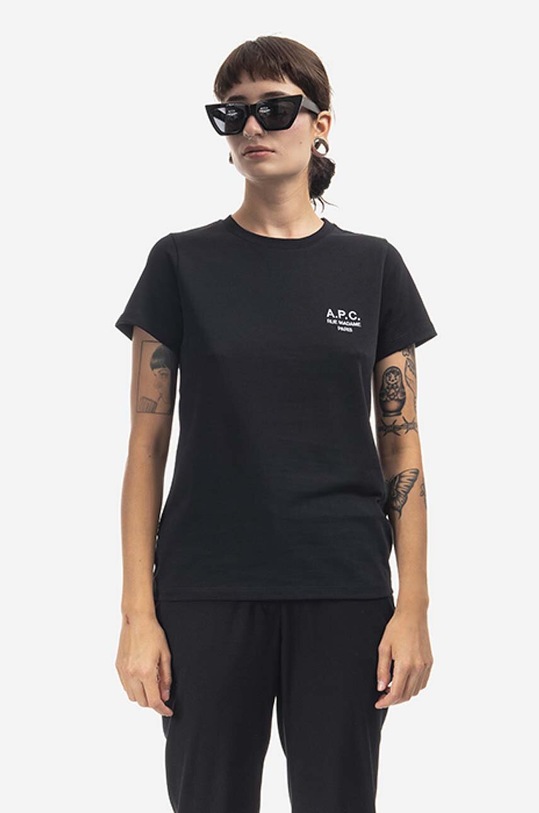 A.P.C. t-shirt bawełniany Denise regular czarny COEZC.F26842