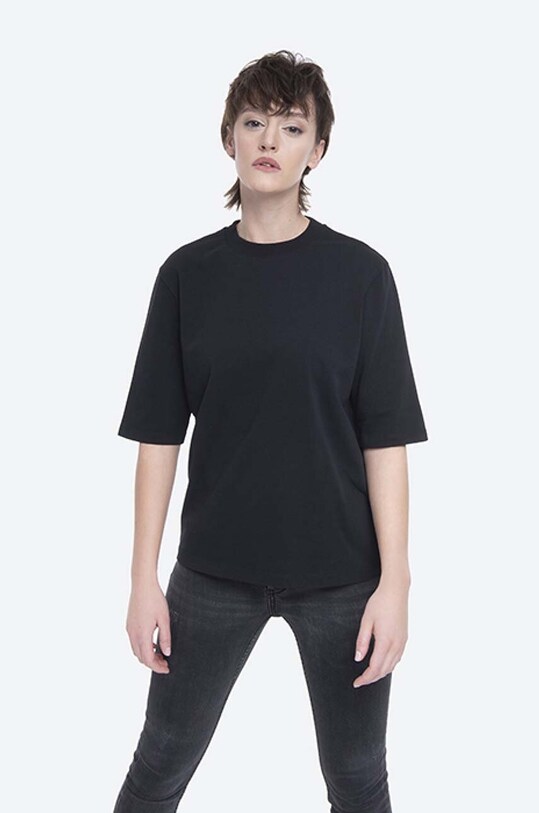 Bavlněné tričko Norse Projects Ginny Heavy Jersey kulatý černá NW01.0056.9999