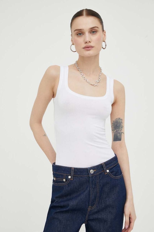 Samsoe Samsoe top uni alb F00001015