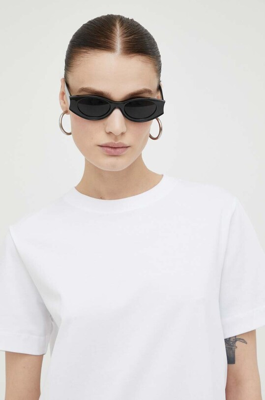 Βαμβακερό μπλουζάκι Samsoe Samsoe λευκό F00012400