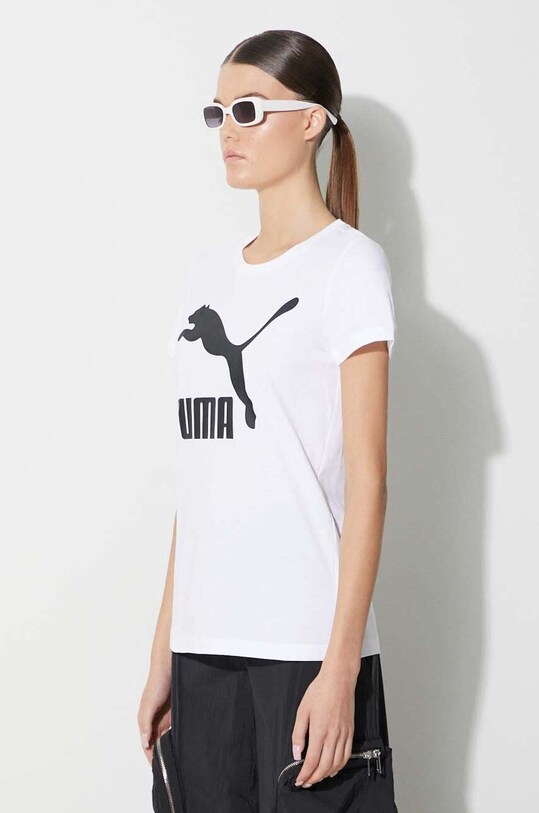 Памучна тениска Puma Classic Logo Tee бял 530076.02
