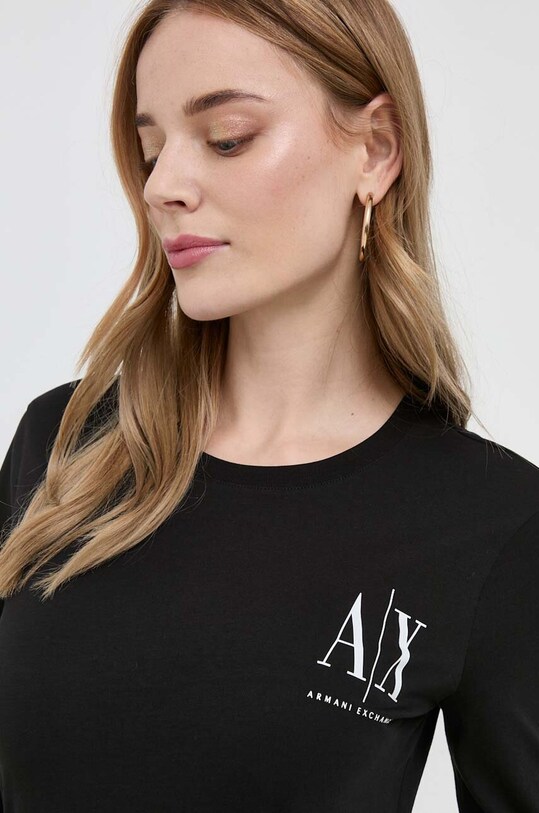Хлопковый лонгслив Armani Exchange чёрный 8NYTLX.YJG3Z.NOS