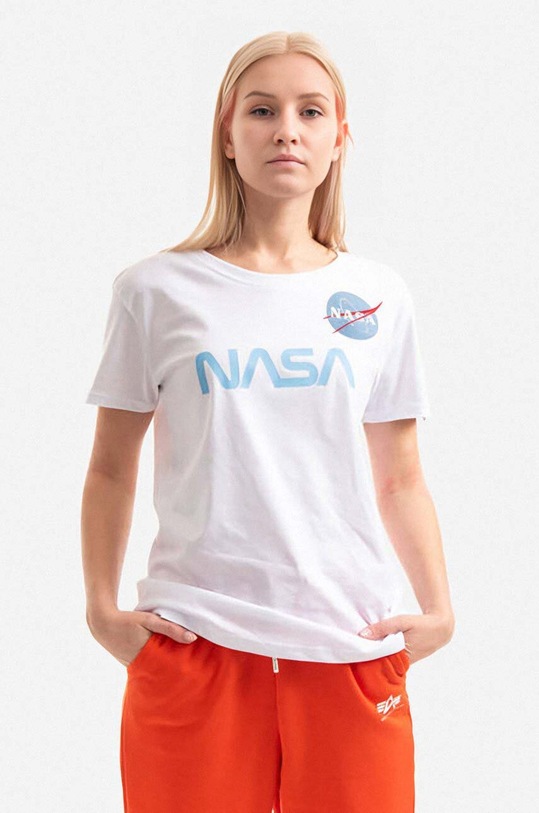 Alpha Industries cotton T-shirt NASA PM 198053.574 white