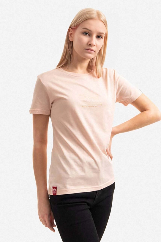 Хлопковая футболка Alpha Industries Basic T ML Foil Print Wmn хлопок оранжевый 106061.640