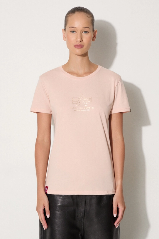 Alpha Industries t-shirt bawełniany Basic T ML Foil Print Wmn nadruk pomarańczowy 106061.640