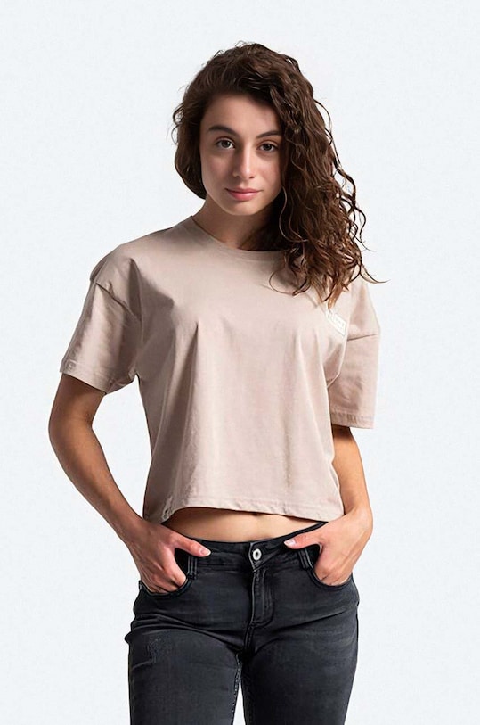 Alpha Industries t-shirt bawełniany Organics Cropped OS T bawełna brązowy 118056.627
