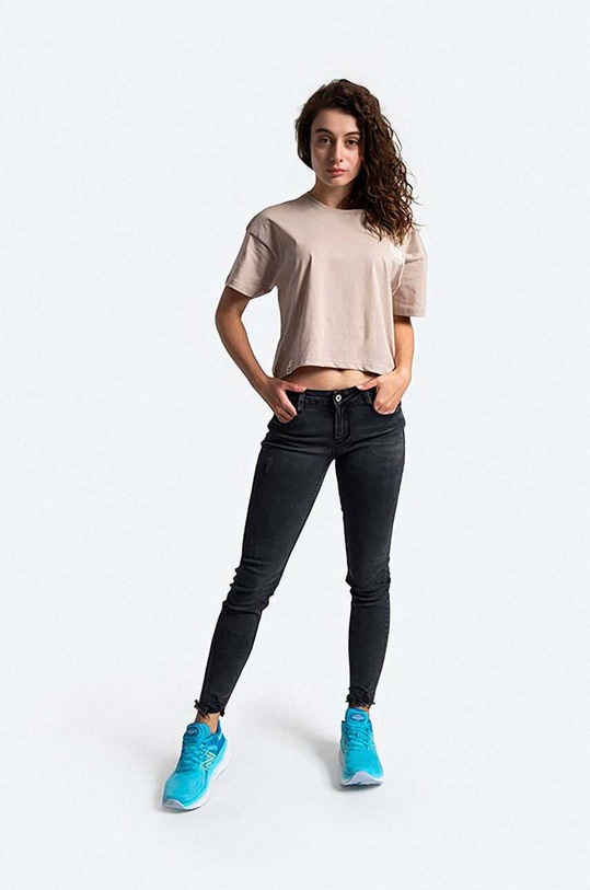 Alpha Industries t-shirt bawełniany Organics Cropped OS T 118056.627 brązowy AA00