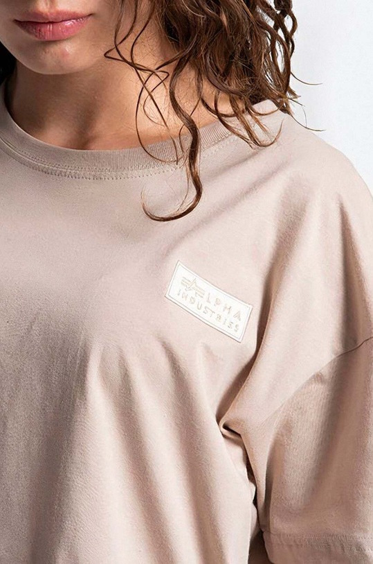 Alpha Industries t-shirt bawełniany Organics Cropped OS T brązowy 118056.627