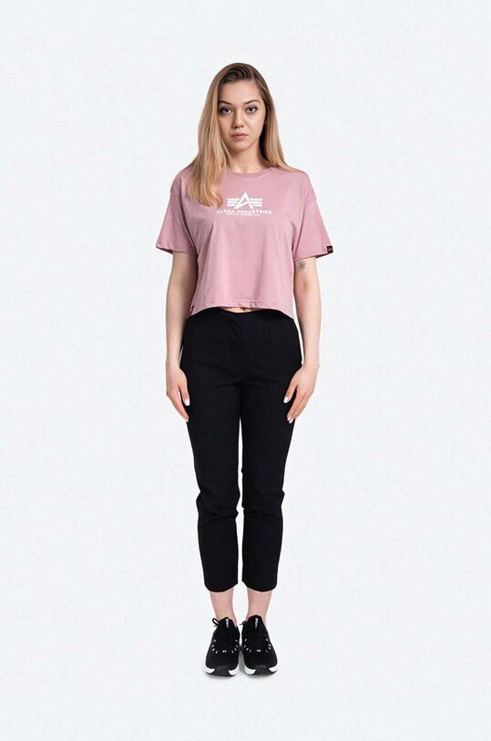 Alpha Industries t-shirt bawełniany Basic Tee 116050.397 różowy AA00