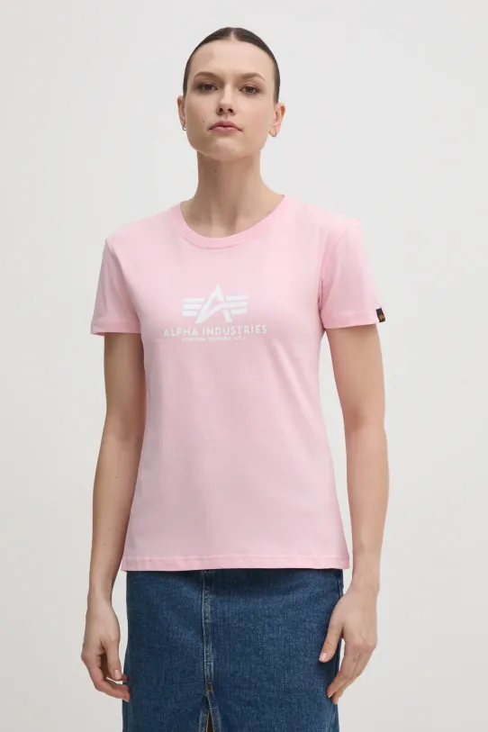 Bavlnené tričko Alpha Industries New Basic T Wmn regular ružová 196051.491