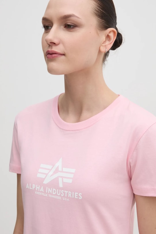 Oblečenie Bavlnené tričko Alpha Industries New Basic T Wmn 196051.491 ružová