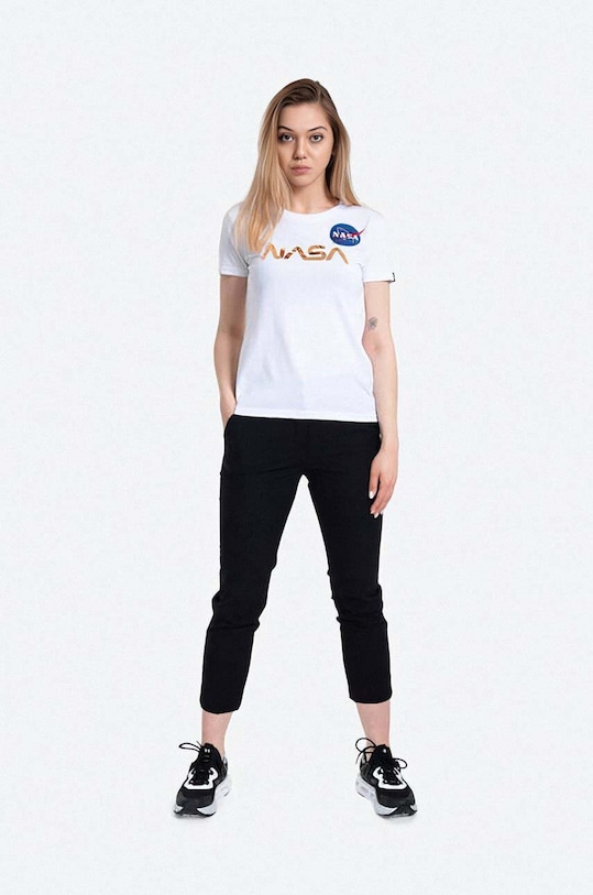 Bavlnené tričko Alpha Industries NASA Pm T 198053.438 biela AA00