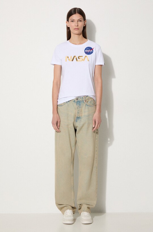 Alpha Industries t-shirt bawełniany NASA Pm T 198053.438 biały AA00