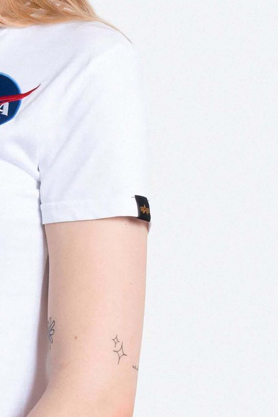 Alpha Industries t-shirt bawełniany NASA Pm T 198053.438 biały