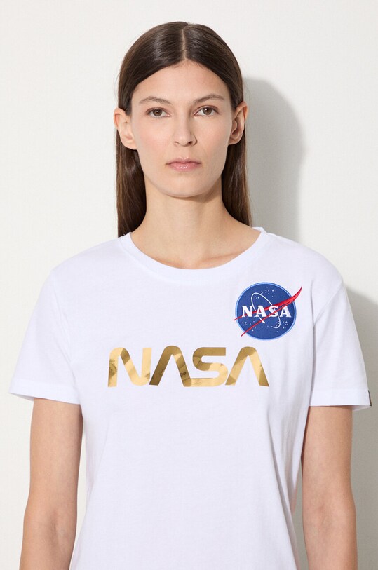 Alpha Industries t-shirt bawełniany NASA Pm T 198053.438 biały
