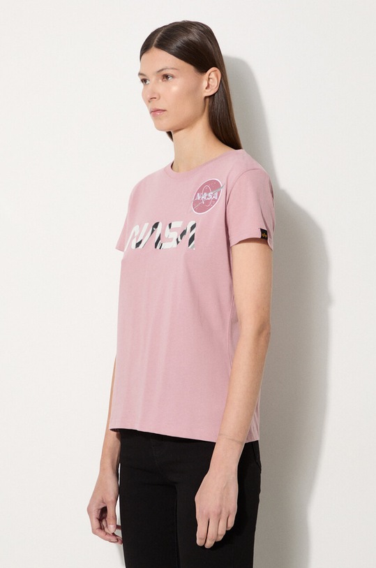 Clothing Alpha Industries cotton T-shirt NASA PM 198053.487 pink