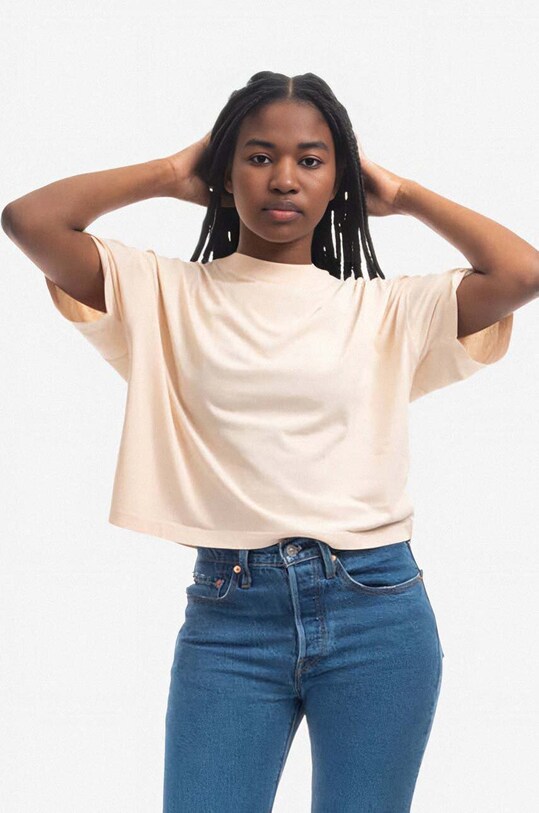 Хлопковая футболка Champion хлопок бежевый 113382