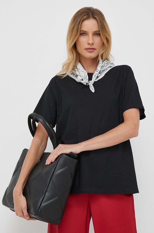 Хлопковая футболка United Colors of Benetton хлопок чёрный 3BVXD102P.100