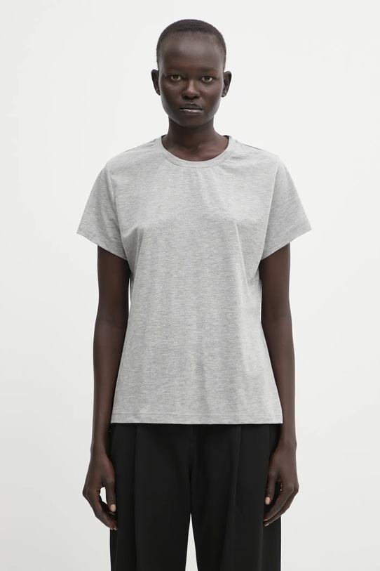 Хлопковая футболка Samsoe Samsoe гладкий серый F00012050