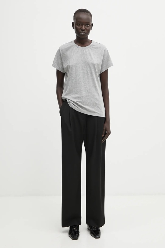 Хлопковая футболка Samsoe Samsoe F00012050 серый