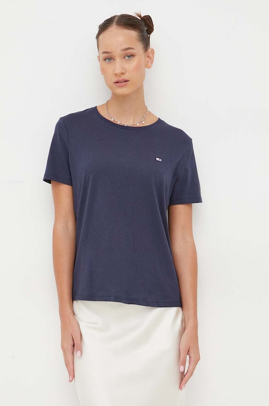 Tommy Jeans t-shirt bawełniany bawełna granatowy DW0DW14616.NOS