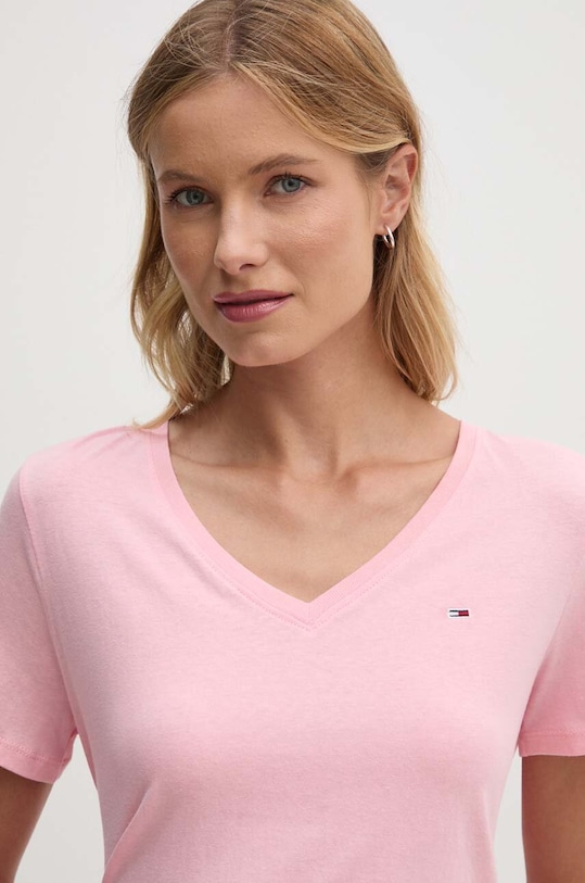 Tommy Jeans t-shirt bawełniany różowy DW0DW14617.NOS