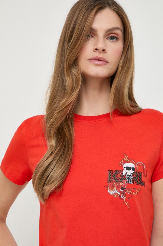Bavlněné tričko Karl Lagerfeld oranžová 240W1724