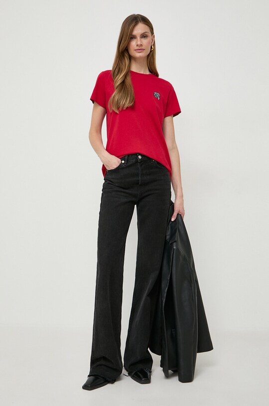 Памучна тениска Karl Lagerfeld 240W1722 червен AA00
