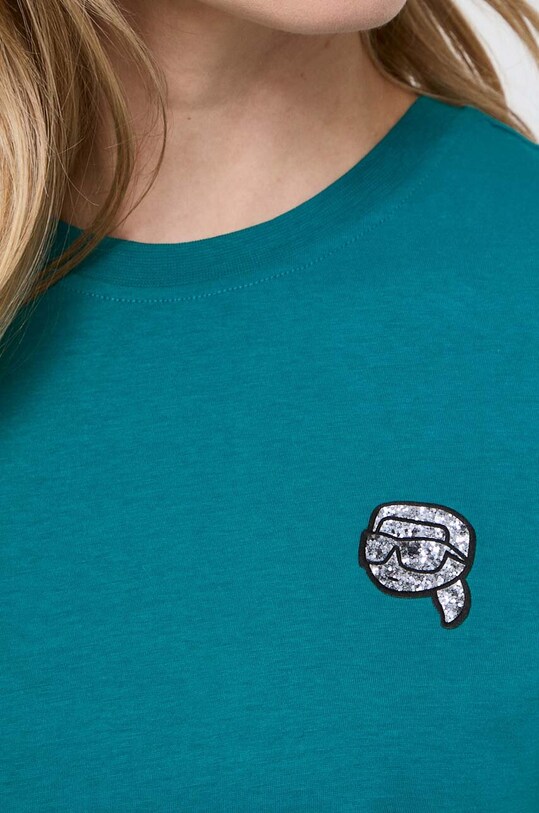 Бавовняна футболка Karl Lagerfeld 240W1722 бірюзовий