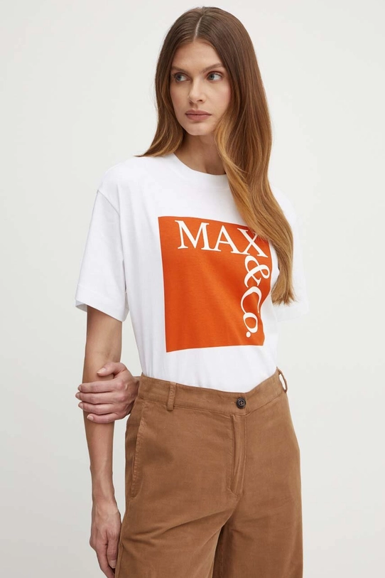 MAX&Co. t-shirt bawełniany nadruk biały 2418971024200