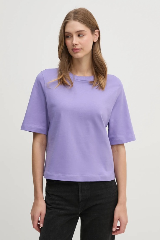 Bavlněné tričko United Colors of Benetton hladký fialová 3BL0E17G5
