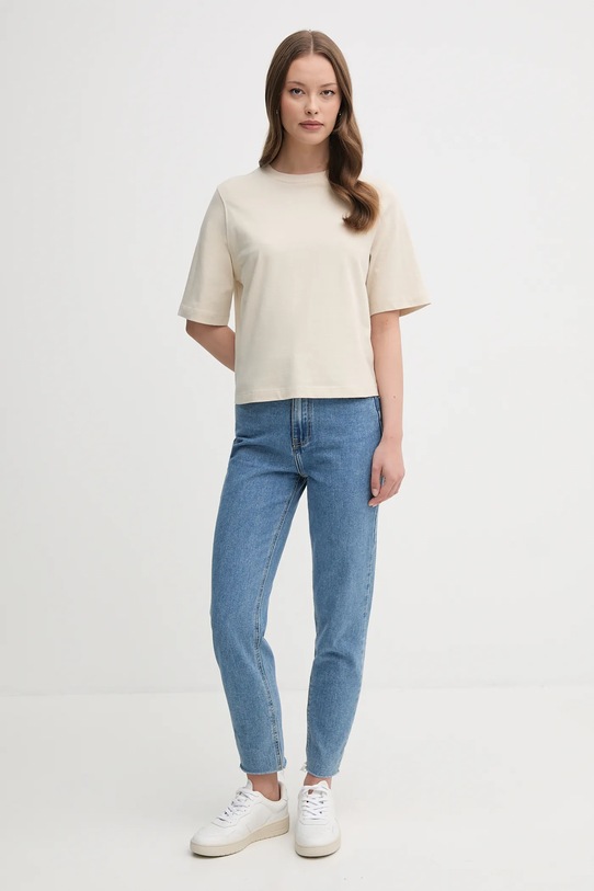 Bombažna kratka majica United Colors of Benetton 3BL0E17G5 bež AA00