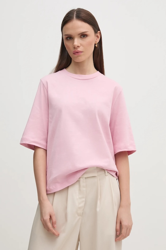 Памучна тениска United Colors of Benetton стандартна розов 3BL0E17G5