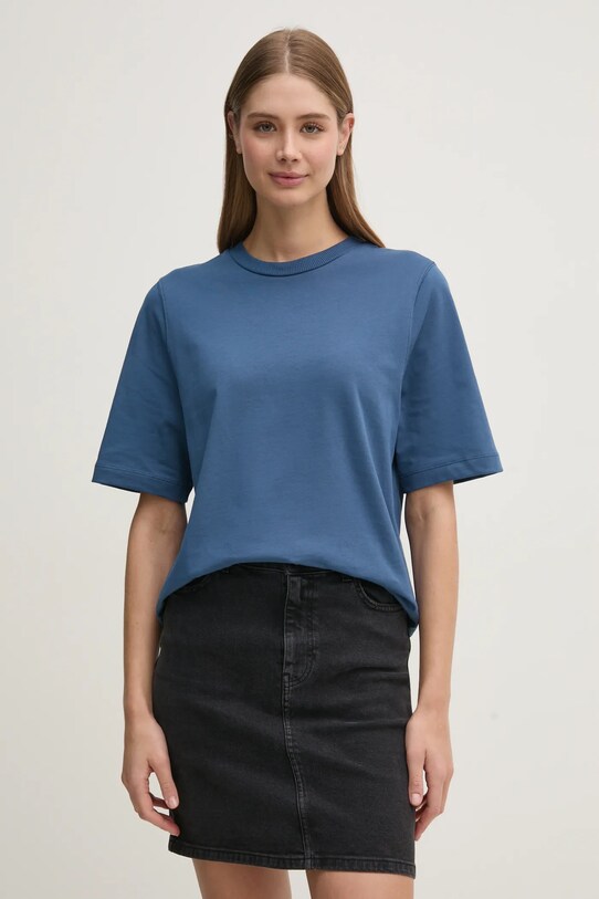 Bavlněné tričko United Colors of Benetton hladký námořnická modř 3BL0E17G5