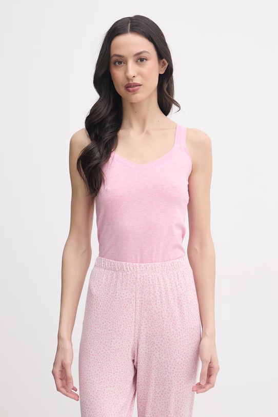 United Colors of Benetton top damski bawełniany z elastanem różowy 3ZQM1H291