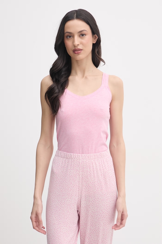 United Colors of Benetton top damski bawełniany z elastanem różowy 3ZQM1H291