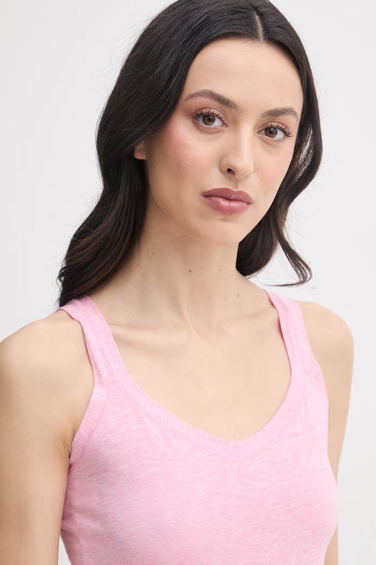 Odzież United Colors of Benetton top damski bawełniany z elastanem 3ZQM1H291 różowy