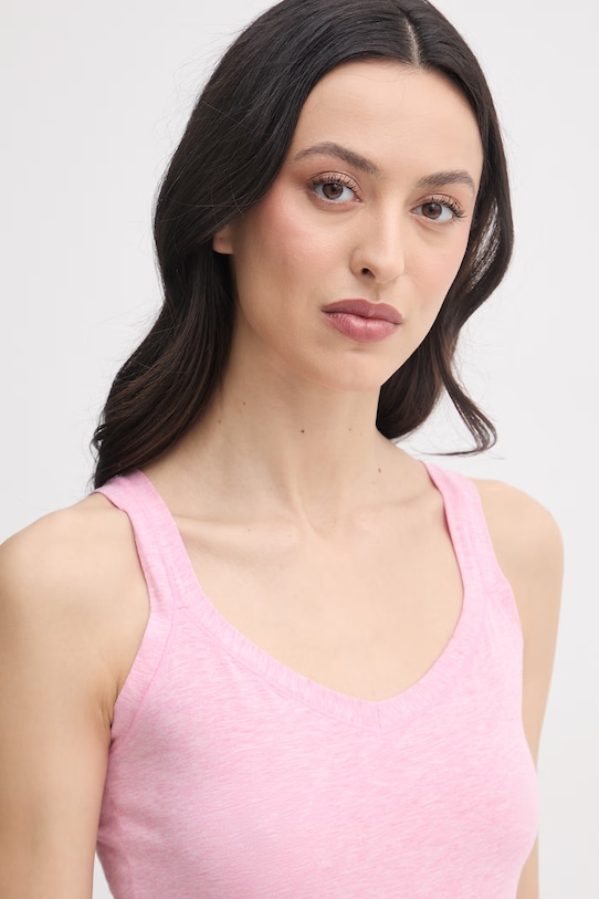 Odzież United Colors of Benetton top damski bawełniany z elastanem 3ZQM1H291 różowy