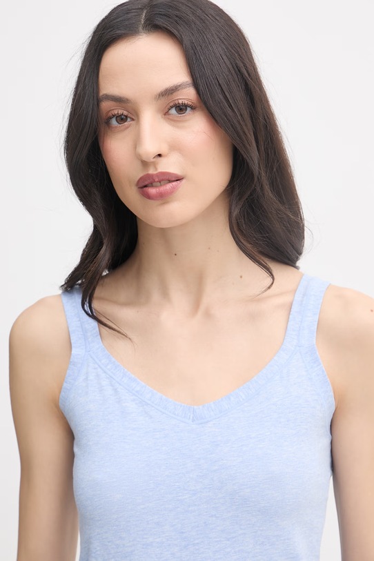 Odzież United Colors of Benetton top damski bawełniany z elastanem 3ZQM1H291 niebieski