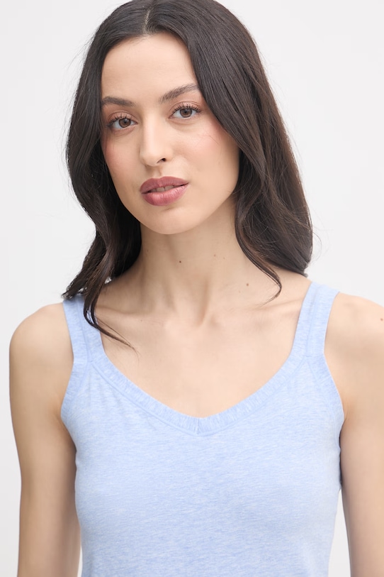 Odzież United Colors of Benetton top damski bawełniany z elastanem 3ZQM1H291 niebieski