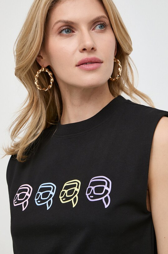 Karl Lagerfeld top bawełniany czarny 241W1701