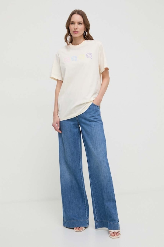 Karl Lagerfeld t-shirt bawełniany 241W1702 beżowy AA00