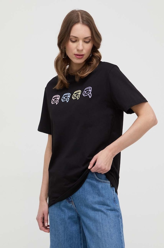 Хлопковая футболка Karl Lagerfeld relaxed чёрный 241W1702