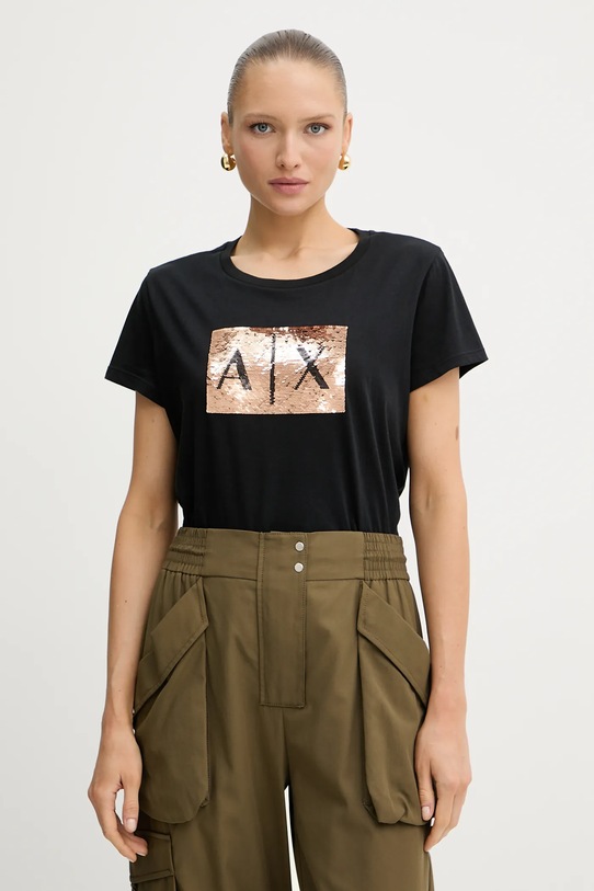 Armani Exchange t-shirt bawełniany aplikacja czarny 8NYTDL.YJ73Z.NOS