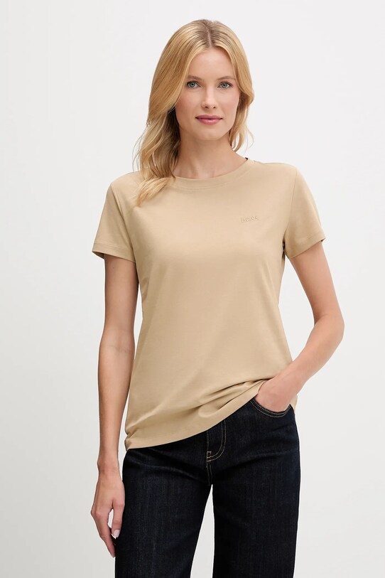 BOSS Orange t-shirt bawełniany bawełna beżowy 50506973